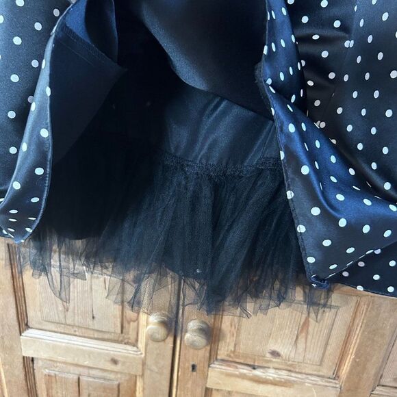 Jessica McClintock for Gunne Sax 9 / 10 Black Polka Dot Dress Strapless - Picture 4 of 13